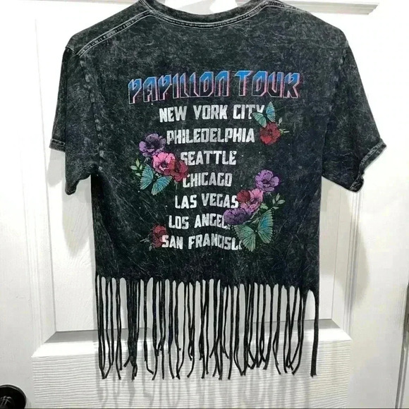 Papillon Butterflies and Moon Concert Tour fringed bottom tee - Picture 2 of 7